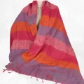 Châle népalais yack wool rose orange bleu 80 x 180 cm - Châles laine de yak