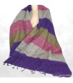 Châle laine de yack violet taupe rose 80x180 cm fabrication Népal