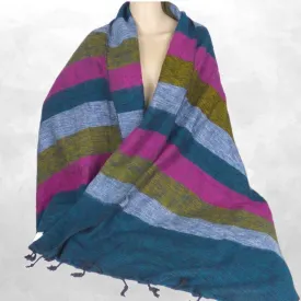 Châle népalais yack wool rose kaki vert 80 x 180 cm - Châles laine de yak