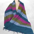 Châle népalais yack wool rose kaki vert 80 x 180 cm - Châles laine de yak