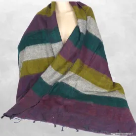 Châle laine de yack vert marron 80 x 180 cm - Châles laine de yak