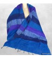 Châle laine de yack dégradé bleu violet 80x180 cm fabrication Népal