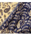 Couverture Dulhan méditation bleu nuit beige 90x200 cm artisanat Népal
