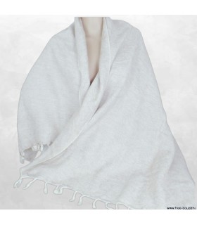 Châle laine de yak népalais beige écru artisanal