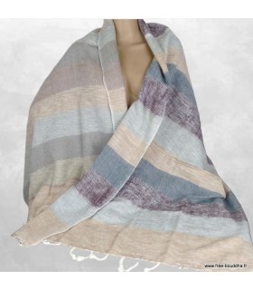 Châle artisanal gris prune 80x180 cm laine de yack fait au Népal