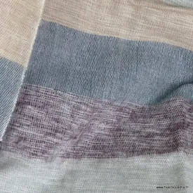 Châle gris prune à rayures laine de yack 80 x 180 cm - Châles laine de yak