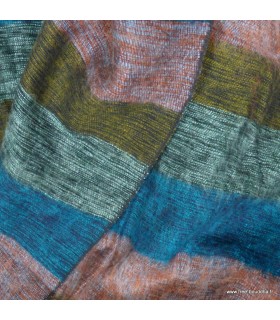 Châle laine de yack vert kaki à rayures – Artisanat du Népal