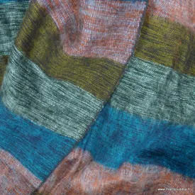 Châle laine de yack vert kaki à rayures 80 x 180 cm - Châles laine de yak