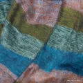 Châle laine de yack vert kaki à rayures 80 x 180 cm - Châles laine de yak