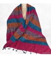Châle artisanal du Népal en laine de yack – Fuschia multicolore
