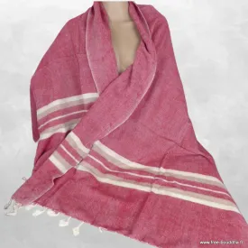 Châle laine de yack framboise écru 80 x 180 cm - Châles laine de yak