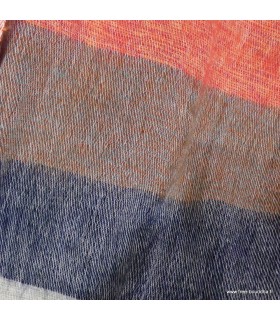 Châle laine de yack saumon beige bleu – Artisanat du Népal