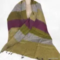 Châle laine de yack kaki prune taupe 80 x 180 cm - Châles laine de yak