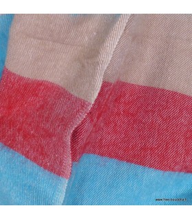 Châle rouge bleu en laine de yack 80×180 cm – Tissage népalais
