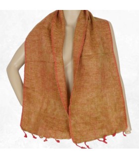 Écharpe rouge moutarde en laine de yack 30×150 cm – Tissage du Népal