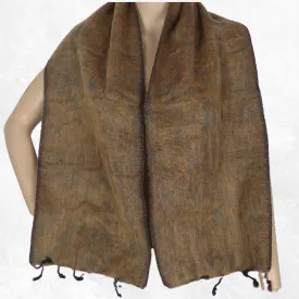 Echarpe en laine de yack marron chiné noir 30 x 150 cm - Echarpes Laine Homme Femme