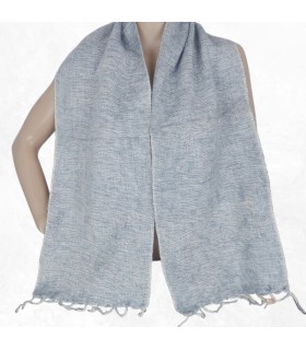 Écharpe laine de yack gris bleuté 30 x 150 cm – Tissage népalais