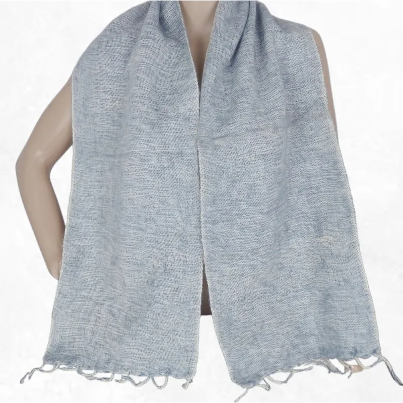 Echarpe en laine de yack gris bleuté 30 x 150 cm - Echarpes Laine Homme Femme
