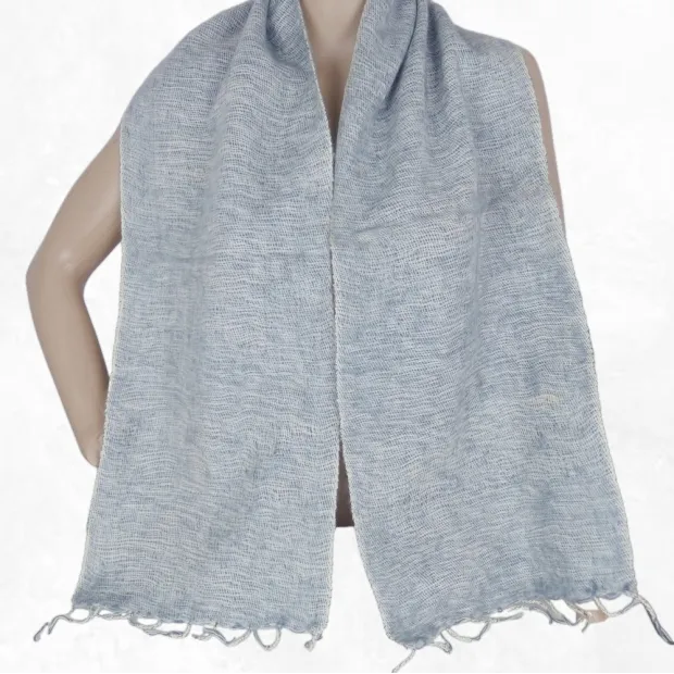 Echarpe en laine de yack gris bleuté 30 x 150 cm - Echarpes Laine Homme Femme