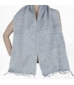 Écharpe laine de yack gris bleuté 30 x 150 cm – Tissage népalais