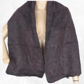 Echarpe laine de yack marron fond bleu 30 x 150 cm - Echarpes Laine Homme Femme