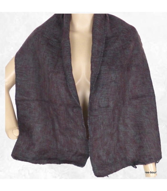 Echarpe chaude du Népal marron et bleu 30 x 150 cm, artisanale