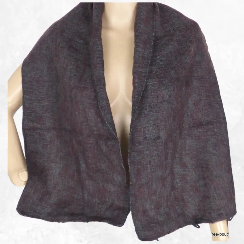 Echarpe laine de yack marron fond bleu 30 x 150 cm - Echarpes Laine Homme Femme