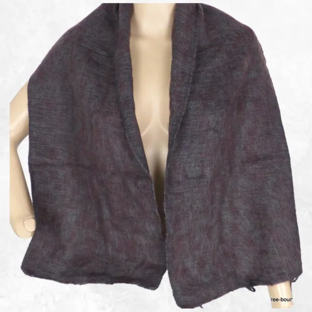 Echarpe laine de yack marron fond bleu 30 x 150 cm - Echarpes Laine Homme Femme