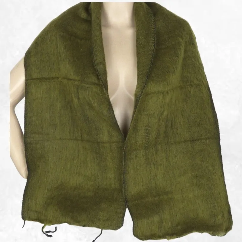 Echarpe en laine de yack faite au Népal olive et noire - Echarpes Laine Homme Femme