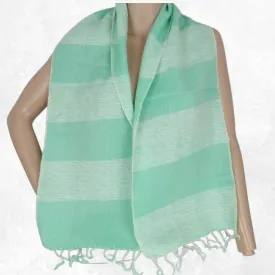 Echarpe en laine de yack faite au Népal vert lagon - Echarpes Laine Homme Femme