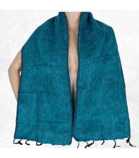 Écharpe en laine de yack vert canard – Fabrication artisanale Népal