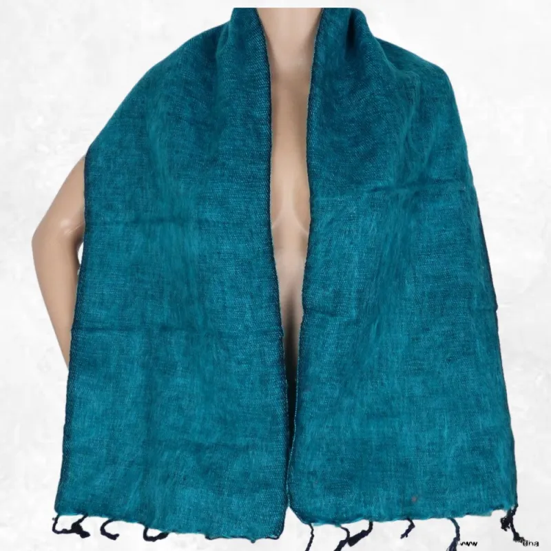 Echarpe népalaise laine de yack vert canard - Echarpes Laine Homme Femme