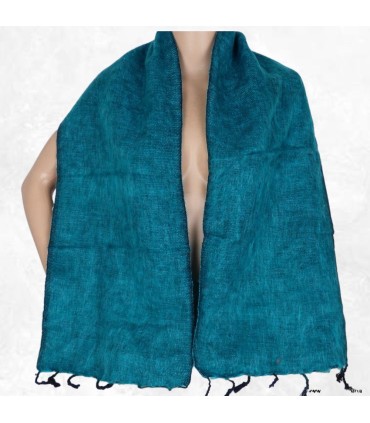 Écharpe en laine de yack vert canard – Fabrication artisanale Népal