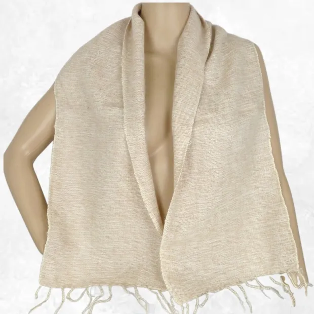 Echarpe en laine de yack beige naturel - Echarpes Laine Homme Femme