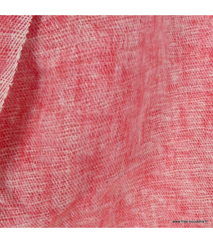 Écharpe rouge chiné blanc en yak wool – Artisanat népalais