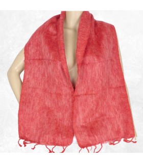 Écharpe rouge chiné rose en yak wool – Artisanat népalais
