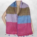 Echarpe laine de yack multicolore bleu rose - Echarpes Laine Homme Femme