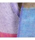 Echarpe ethnique Nepal, laine de yack, multicolore bleu rose