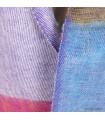 Echarpe ethnique Nepal, laine de yack, multicolore bleu rose
