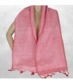 Echarpe femme laine de yack rose tendre, tissage nepalais traditionnel