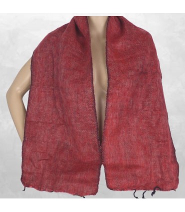 Écharpe laine de yack rouge rouille – Népal, 140 x 30 cm