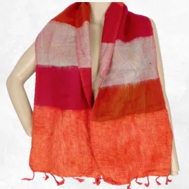 Echarpe yak wool à rayures rouge orange 140 x 30 cm - Echarpes Laine Homme Femme