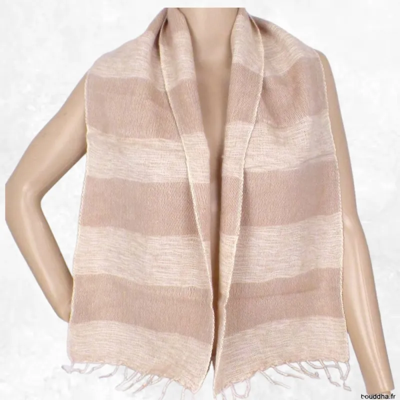 Echarpe homme femme laine de yak beige rosé - Echarpes Laine Homme Femme