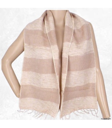 Écharpe homme femme en laine de yack – Beige rosé Népal