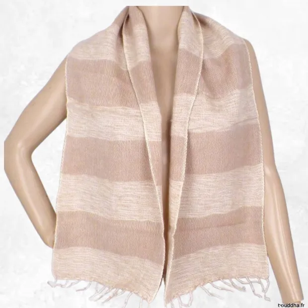Echarpe homme femme laine de yak beige rosé - Echarpes Laine Homme Femme