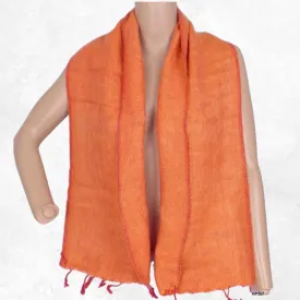 Echarpe népalaise orange yak wool 140 x 30 cm - Echarpes Laine Homme Femme