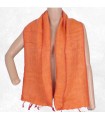 Écharpe népalais en laine orange, artisanale et unique.