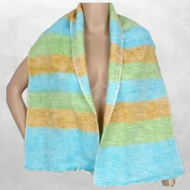 Echarpe Laine de Yak à rayures multicolores - Echarpes Laine Homme Femme