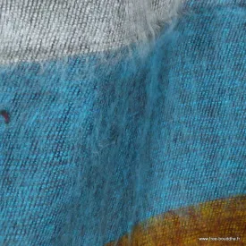 Echarpe yak wool à rayures bleu marron 140 x 30 cm - Echarpes Laine Homme Femme