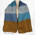 Echarpe yak wool à rayures bleu marron 140 x 30 cm - Echarpes Laine Homme Femme